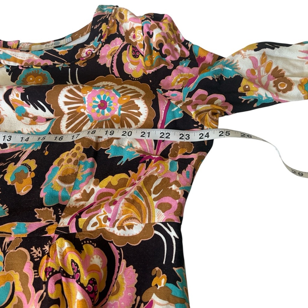 Boden 100% Viscose beautiful multicolor floral 3/4 sleeve dress, size 18L